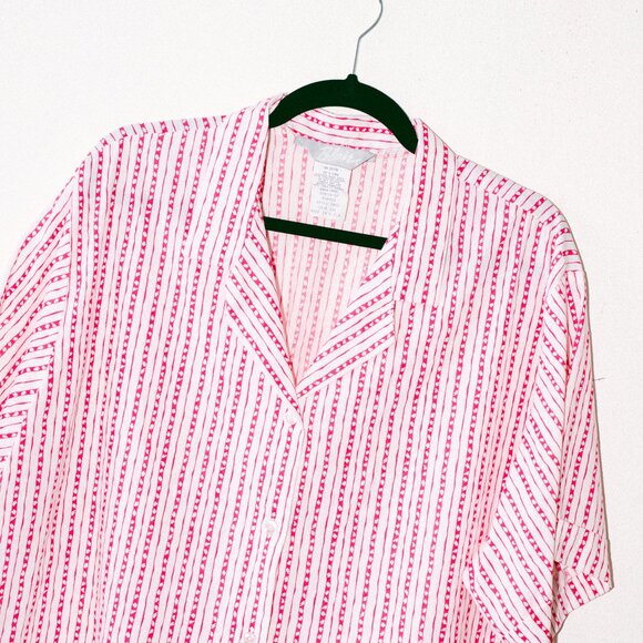 Vintage 90s Blair Button-Down Shirt with Abstract Fuchsia Stripe Pattern 2XL - Picture 2 of 6